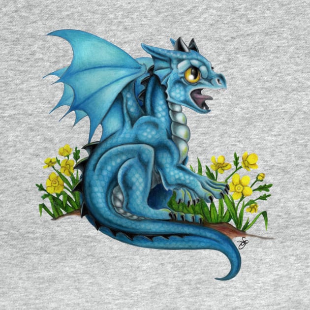 Adorable Blue Baby Dragon by Sandra Staple